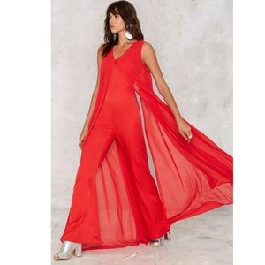 Lavish Alice Sheer Chiffon Overlay Jumpsuit